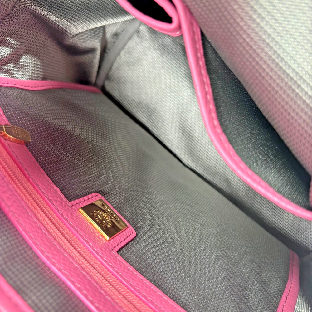 MCM Pink Monogram Gold Stud Leather Stark Backpack Laptop School Bag Comfort - Picture 10 of 16